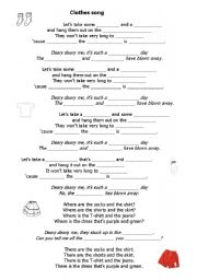 English Worksheet: Clothes song