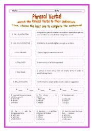 > Phrasal Verbs Practice 33! > --*-- Definitions + Exercise --*-- BW Included --*-- Fully Editable With Key!