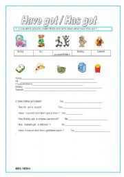 English Worksheet: Have go Has got exercise