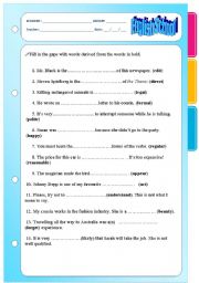 English Worksheet: Words, words, words! (word building + KEY)