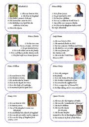 English Worksheet: Game cards 1: The Royal Family