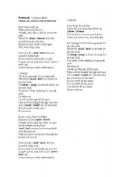 English worksheet: Grenade - Bruno Mars