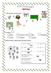 English Worksheet: Review Lesson for Kids II
