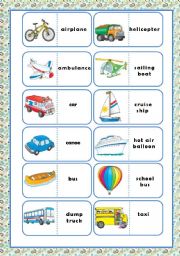 English Worksheet: TRANSPORT DOMINOES