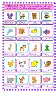 English Worksheet: Animals