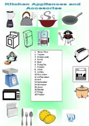 English Worksheet: kitchen appliances and accessories