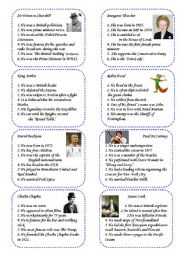 English Worksheet: Game Cards 2: 16 Famous British People