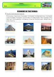 English Worksheet: WONDERS OF THE WORLD