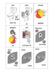 Preposition Uno Card Game - Animals and Positions - Set 1 of 4