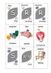 English Worksheet: Preposition Uno Card Game - Animals and Positions - Set 2 of 4