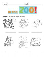 English Worksheet: In the zoo