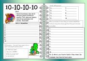 English Worksheet: 10-10-10-10 activity