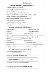 English worksheet: evaluation test