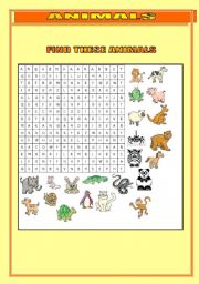 English Worksheet: animal crossword