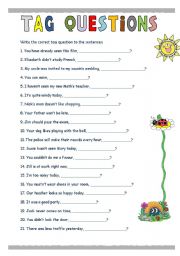 English Worksheet: TAG QUESTIONS (Reuploaded!)