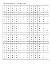 English worksheet: crossword puzzle for punctuation marks