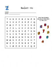 English Worksheet: Numbers