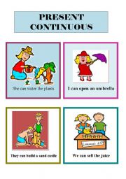 English Worksheet: Present continuous (flashcards) Part 1