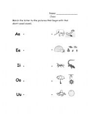 English worksheet: Short vowel beginning sounds