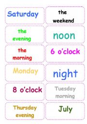 English Worksheet: Prepositions of time -GAME- FULLY EDITABLE- (includes B&W version and instructions)