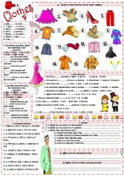 English Worksheet: Clothes. Different activities.