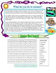English Worksheet: What do you do in the summer? (2 pages)
