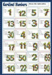 CARDINAL NUMBERS - MULTIPLE CHOICE