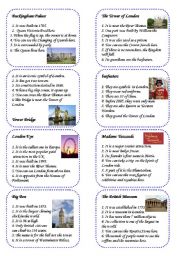 English Worksheet: Game Cards 3: 16 sights of London
