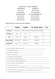 English Worksheet: Verb to be - Yes/No Questions