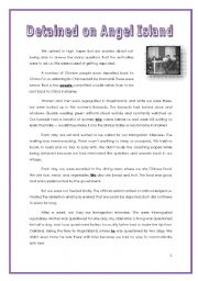 English Worksheet: DETAINED ON ANGEL ISLAND / CHINESE IMMIGRATION PART 3