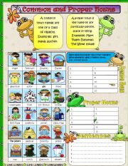 English Worksheet: Common and Proper Nouns Part 1