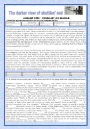 English Worksheet: SPACE EXPLORATION -THE DARKER VIEW OF SHUTTLES END