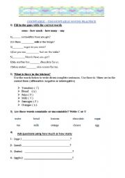 English Worksheet: COUNTABLE UNCOUNTABLE NOUNS SOME ANY PRACTICE