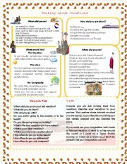 English Worksheet: Talking about vacations