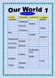 English Worksheet: our world 1