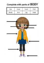 English Worksheet: Parts of body