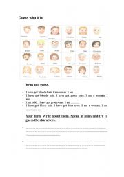 English Worksheet: Guess who it is