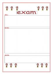 English worksheet: exam template