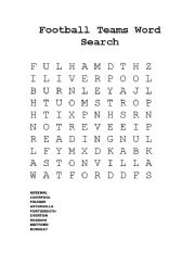 English Worksheet: English Football Teams - Word Search