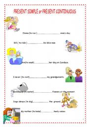 English Worksheet: Present Simple or Present Continuous