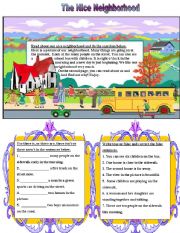 English Worksheet: The Nice Neighborhood Story+ picture work 