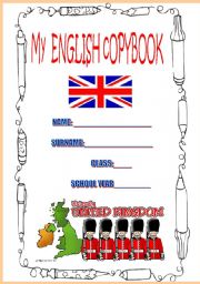 English Worksheet: COVER FOR COPYBOOK