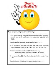 English Worksheet: Pronunciation for past regular verbs