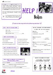 English Worksheet: HELP ! The Beatles