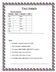 English worksheet: the past simple