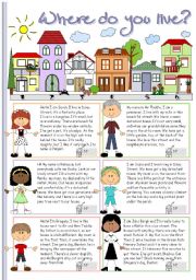 English Worksheet: Where do you live?