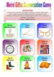 English Worksheet: Weird Gifts: Conversation Game (Part 1)