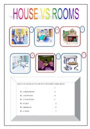 English Worksheet: HOUSE VS ROOMS