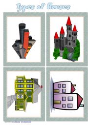 Types of Houses Flashcards Set 1 # 8 cards # list if houses