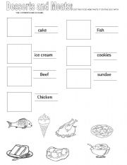 English worksheet: DESSERTS AND MEATS